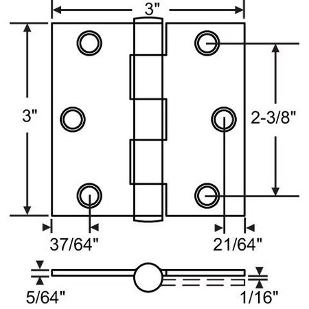 Strybuc 3in x 3in  Plain Bearing Butt 56-260SBRS